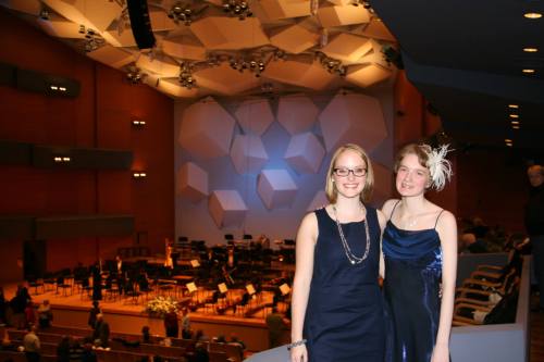 Emily and Emily at the historic Minnesota Orchestra Grammy celebration concert, March 2014, a few weeks before Osmo Vanska was re-instated as music director.