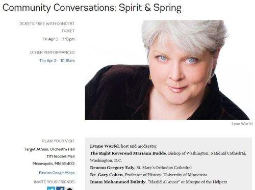 Pre-concert panel discussion, April 3rd concert. I can vouch this happened. I was in the room when it did.